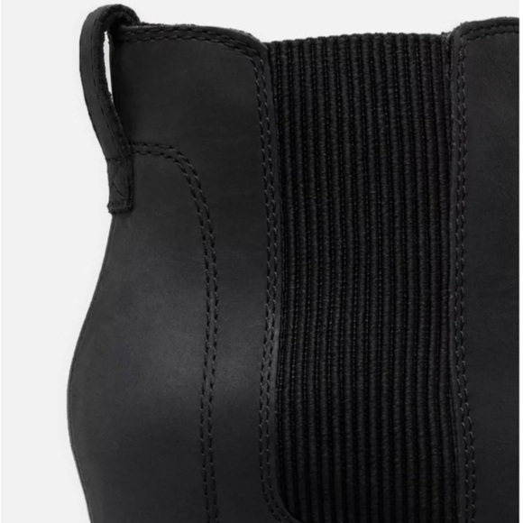 Sorel Joan Of Arctic Wedge II Chelsea Black Leather Booties Platform 10 NL3022 - Picture 7 of 16